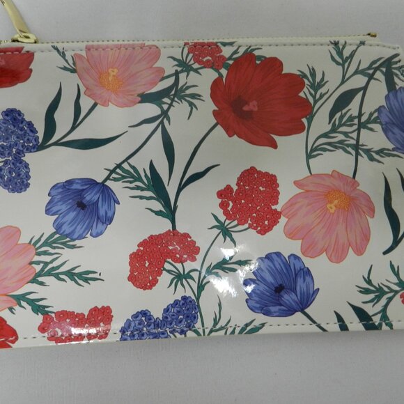 Kate Spade New York Blossom coated canvas pouch make-up bag pencil case floral - Picture 8 of 12